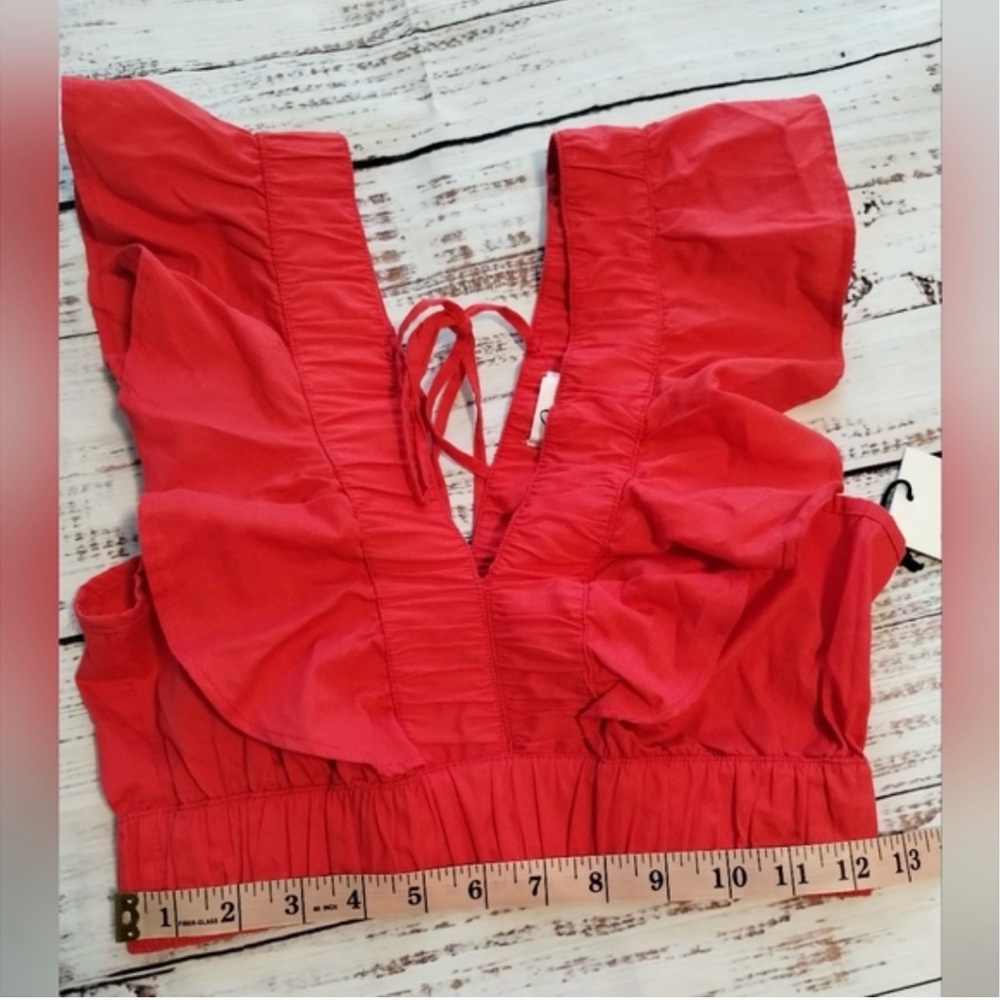 Japna Red Ruffle Crop Top - Picture 3 of 6